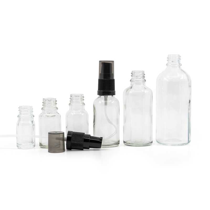 The glass bottle, the so-called vial, is made of thick transparent glass. It is used for storing liquids.Volume: 10 ml, total volume 15 mlHeight of bottle: 59,5