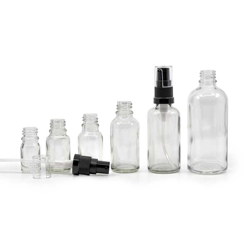 Clear Glass Bottle, Oil Pump, 15 ml