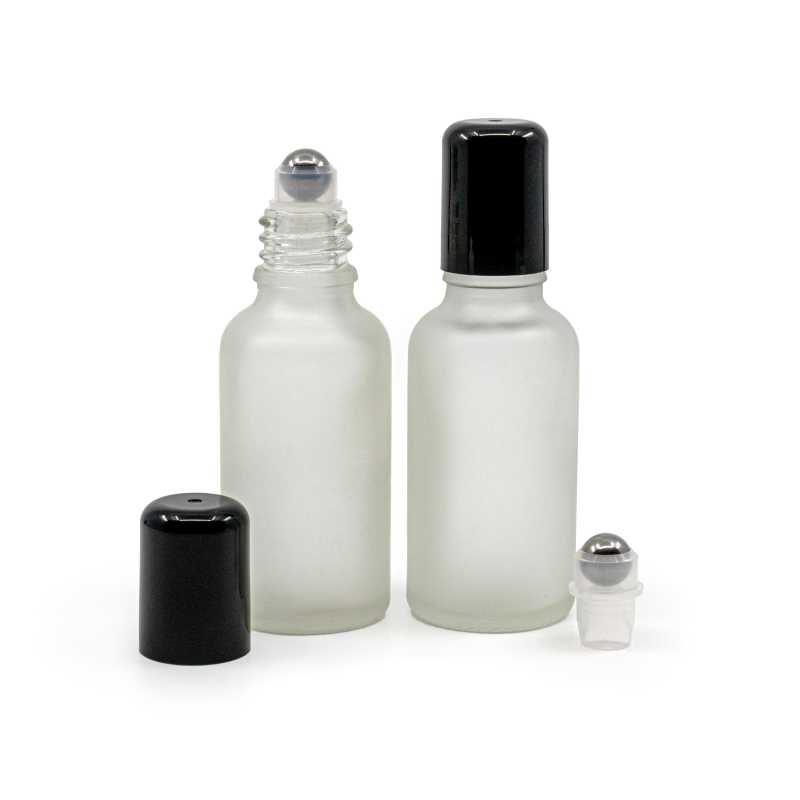 The glass bottle is made of thick transparent glass, which is ground on the outside. It is used for storing liquids.Volume: 30 ml, total volume 35 mlBottle heig