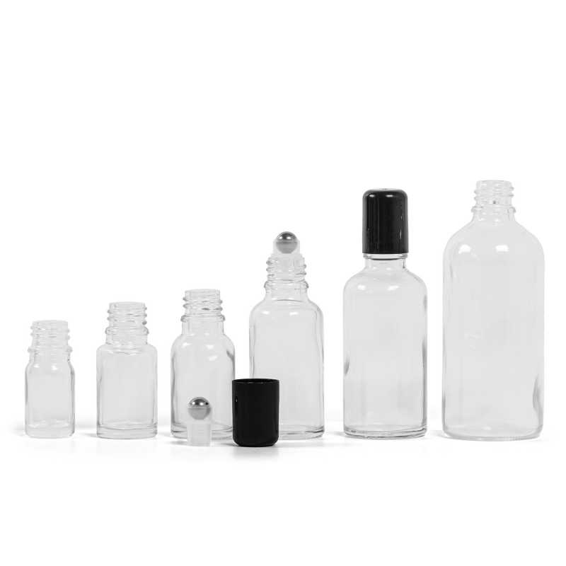 The glass bottle, the so-called vial, is made of thick transparent glass. It is used for storing liquids.Volume: 5 ml, total volume 6,7 mlBottle height: 50,2 mm