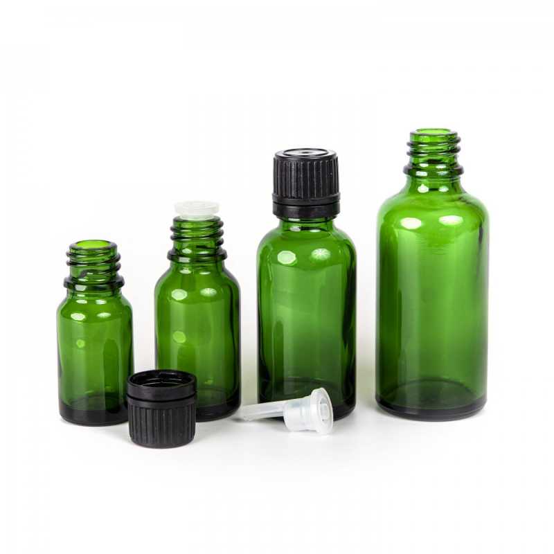 The glass bottle, the so-called vial, is made of thick glass of dark green colour. It is used for storing liquids, which thanks to its colour it effectively pro