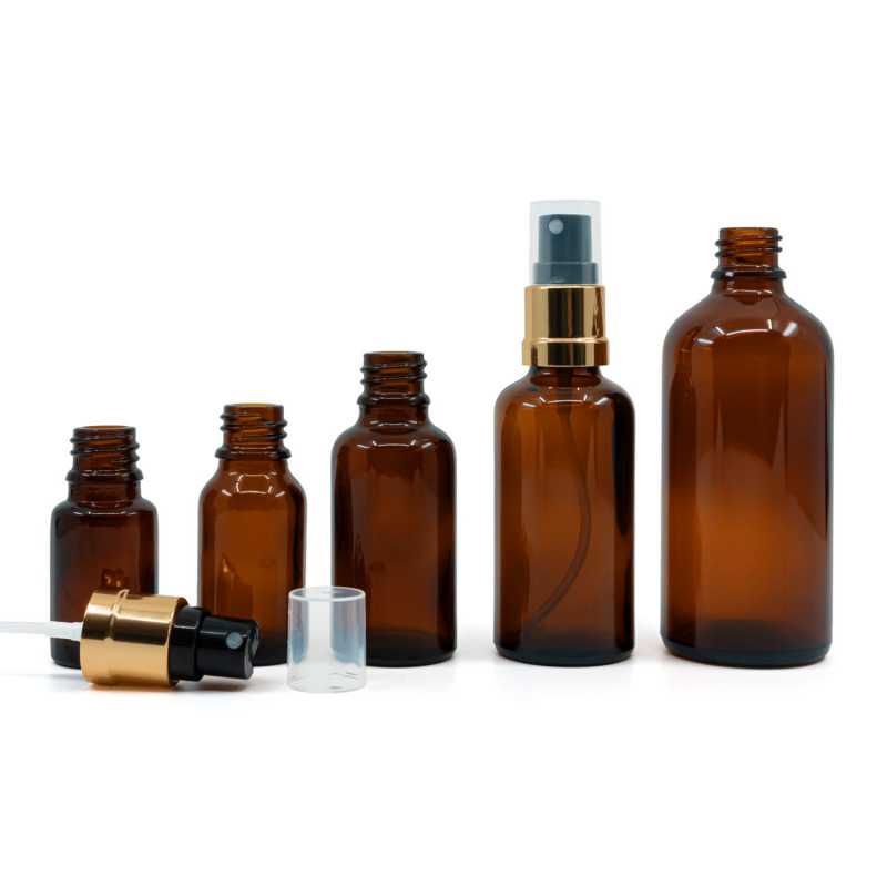 Amber Glass Bottle, Gold Black Spray, 50 ml