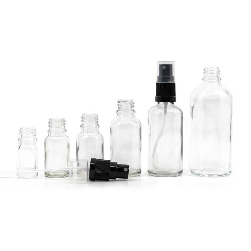 Clear Glass Bottle, Black Spray, 10 ml
