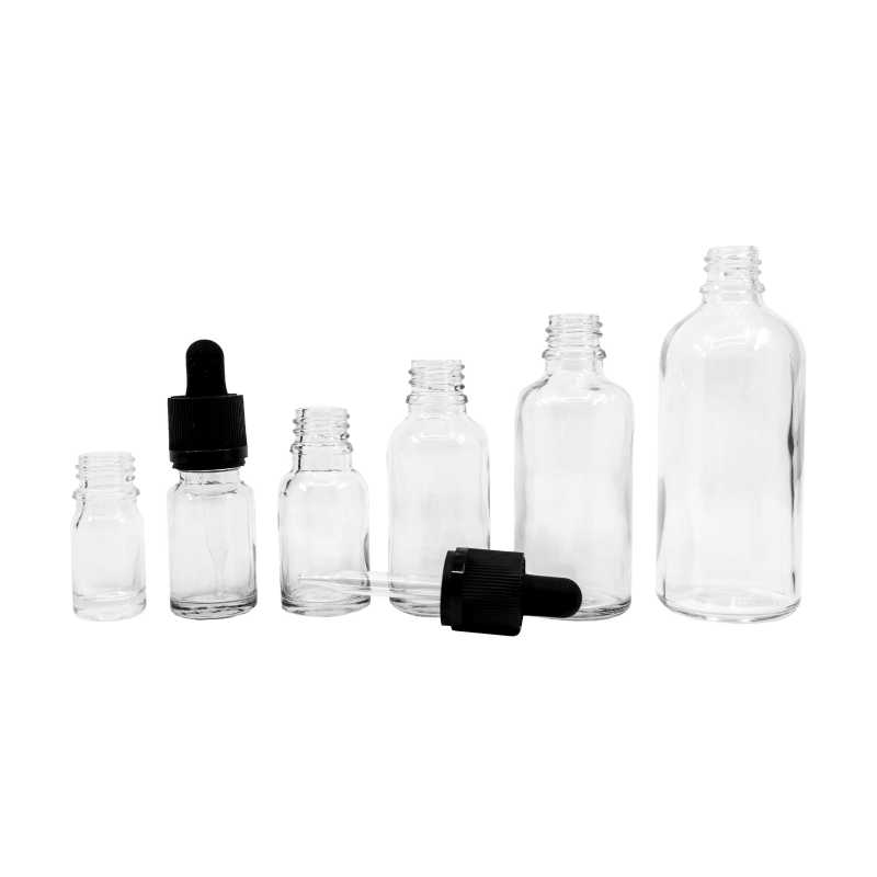 The glass bottle, the so-called vial, is made of thick transparent glass. It is used for storing liquids. Volume: 15 ml, total volume 18 mlBottle height: 64 mmB