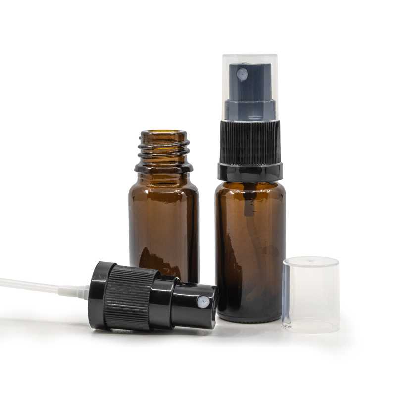 Amber Glass Bottle, Type B, Slim, Black Spray, 10 ml