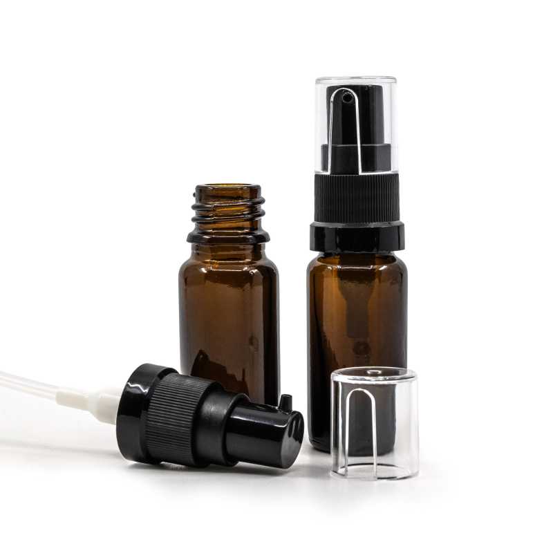 Amber Glass Bottle, Type B, Slim, Oil Pump, 10 ml