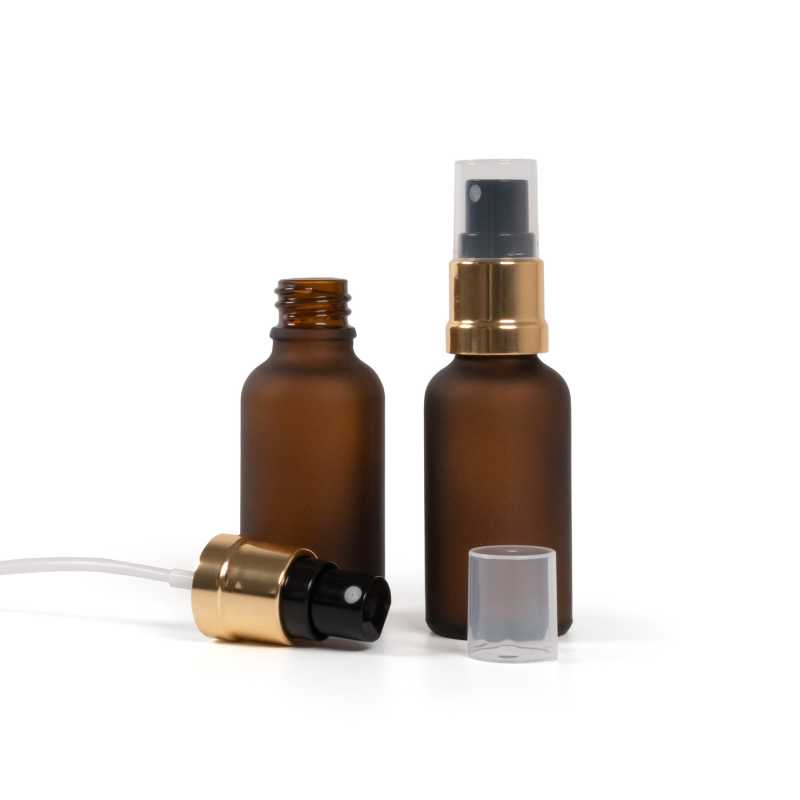 Amber Matte Glass Bottle, Gold Black Spray, 30 ml