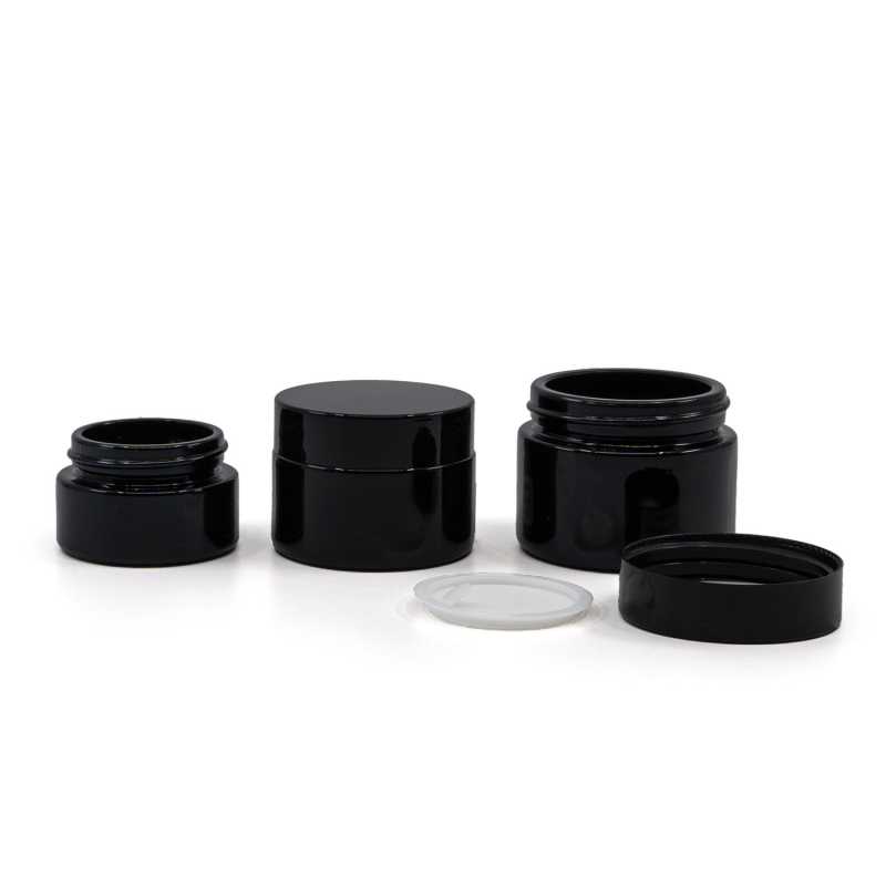 Glass cup made of black glass with a volume of 50 ml in an elegant design.
The product is designed for storage of cosmetic products.
Volume: 50 ml
Total volu