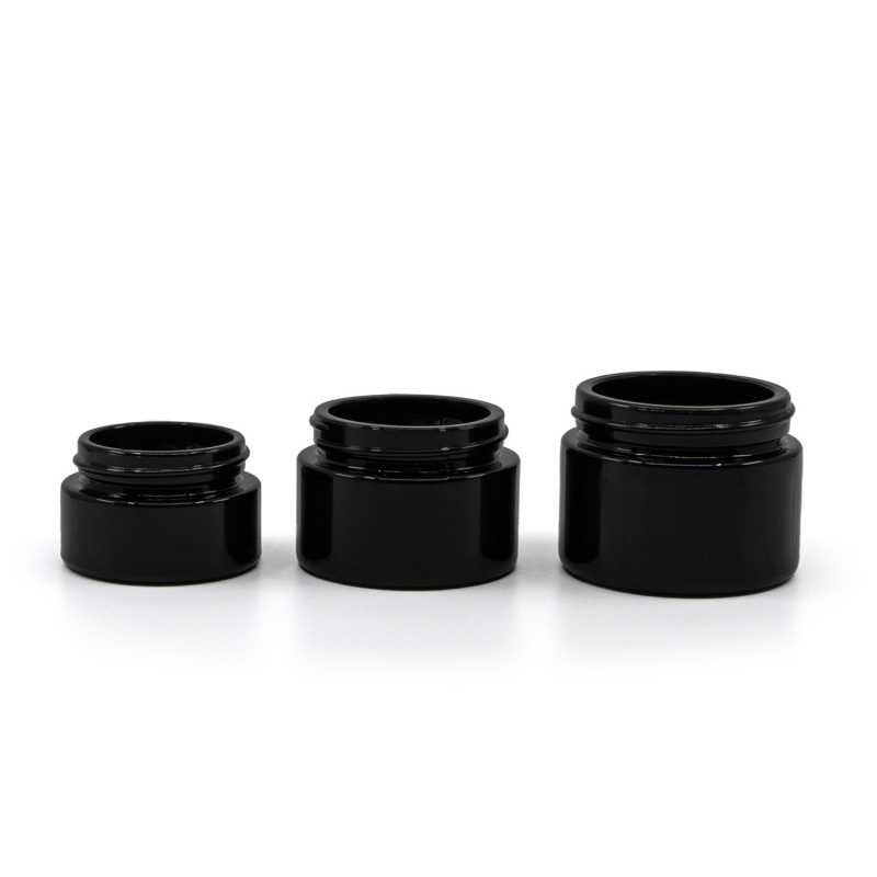 Glossy Black Glass Jar, 50 ml