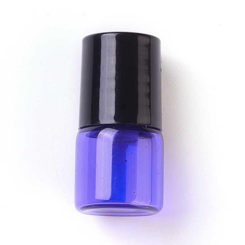 Glass roll-on with plastic lid in transparent purple with a volume of only 1 ml, so it is ideal for samples. 
The ball in the roll-on is metal or glass and mov