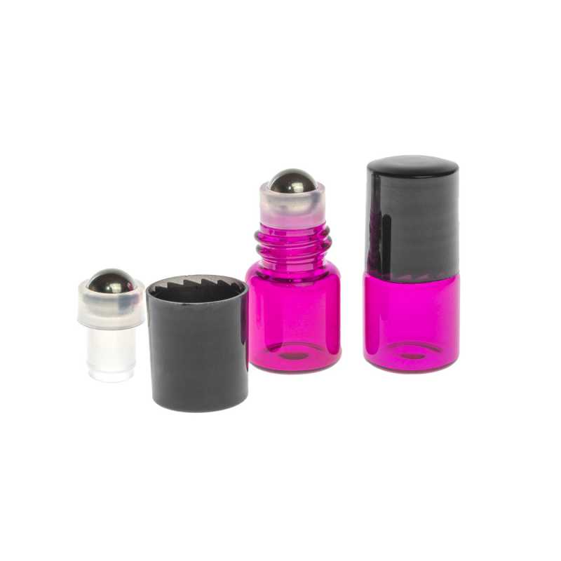 Glass roll-on with plastic lid in transparent pink with a volume of only 1 ml, so it is ideal for samples.
The ball in the roll-on is metal or glass and moves 