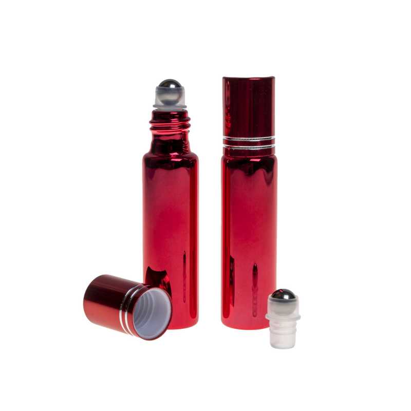 Glass roll-on with plastic lid in metallic cherry colour.
It is a smaller roll-on with a volume of only 10 ml, so it is more suitable for perfumes, essential o