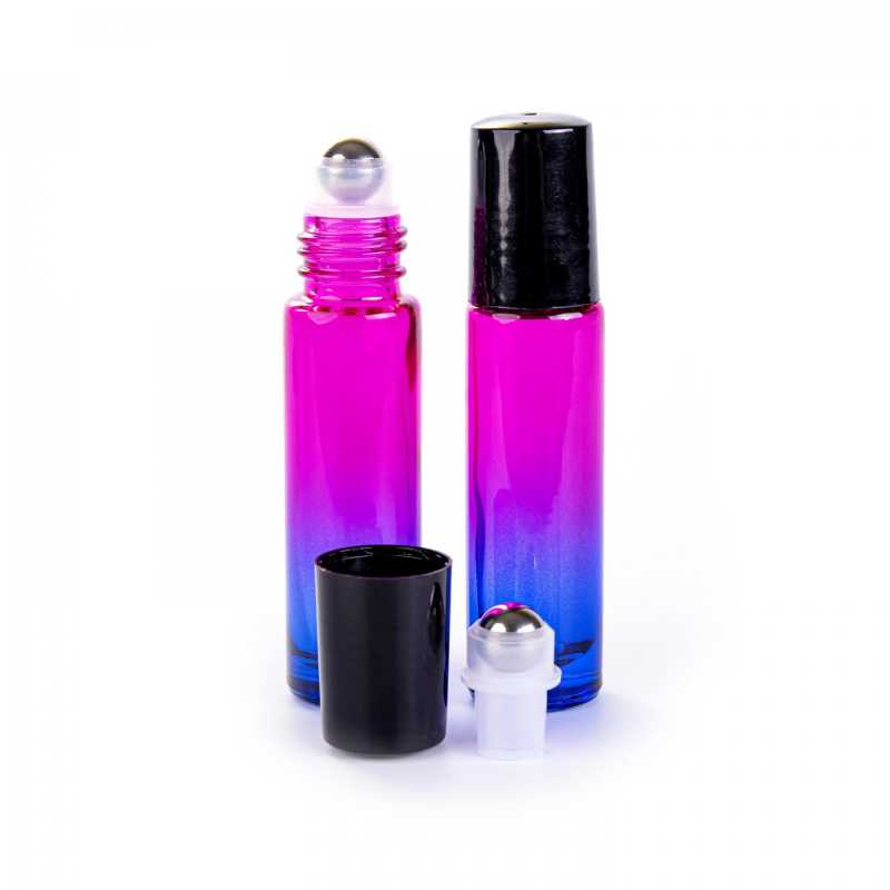 Glass roll-on with plastic lid in transparent combination of pink and blue.
It is a smaller roll-on with a volume of only 10 ml, so it is more suitable for per