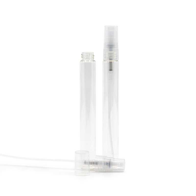 Glass perfume dispenser with plastic atomizer and 10 ml cap.The glass atomizer is ideal for storing and creating samples, perfumes, eau de toilette etc.
Height