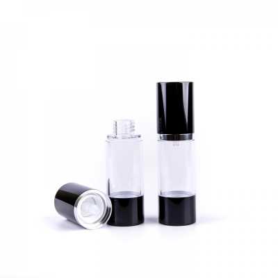 Clear Airless Bottle with Black Top, 30 ml