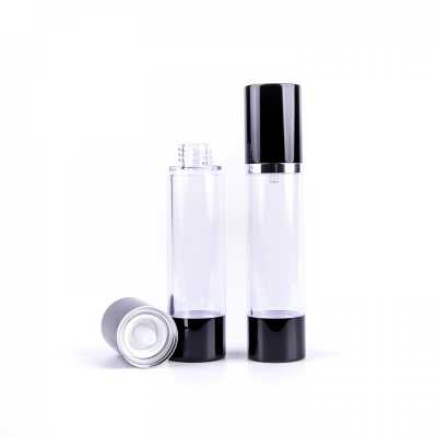 Clear Airless Bottle with Black Top, 50 ml