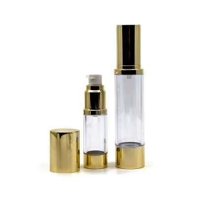 Clear Airless Bottle with Golden Bottom 15 ml