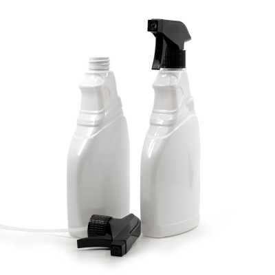 White Detergent Plastic Bottle, Black Spray 500 ml