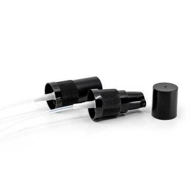 Black Plastic Lotion Pump with Black Overcap, 18/415
