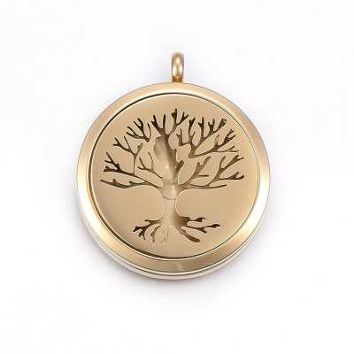 Diffuser Pendant, Surgical Steel, Tree Of Life, Gold