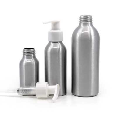 Aluminium Bottle, White Pump, 100 ml