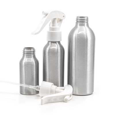 Aluminium Bottle, White Trigger Spray, 100 ml