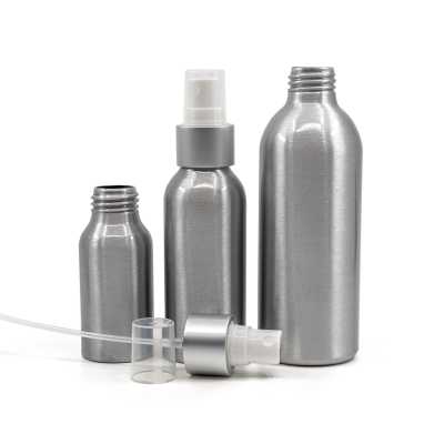 Aluminium Bottle, White Spray with Matte Silver Collar, 100 ml