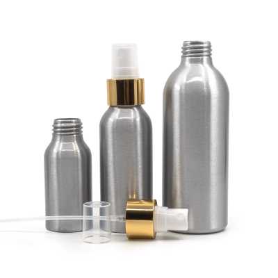 Aluminium Bottle, White Spray With Glossy Gold Collar, 100 ml