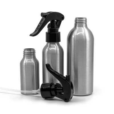 Aluminium Bottle, Black Trigger Spray, 100 ml