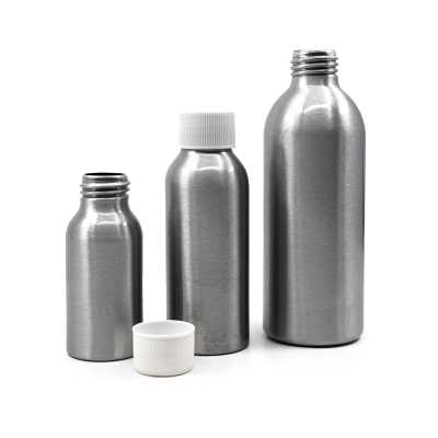 Aluminium Bottle with White Plastic Cap, 100 ml