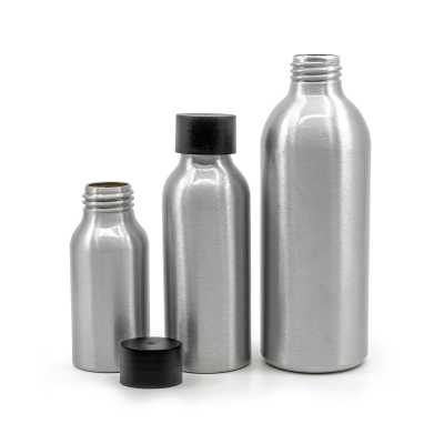 Aluminium Bottle with Black Plastic Cap, 100 ml