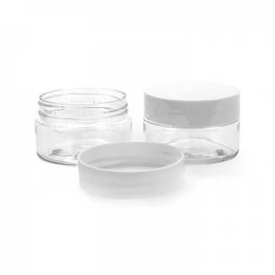 Plastic Cosmetic Jar, White Cap, 30 ml
