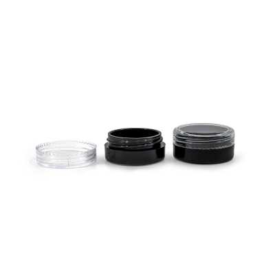 Black Plastic Cosmetic Jar with Transparent Lid, 3 ml