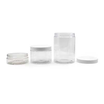 Transparent Plastic Jar, White Lid, 1 l