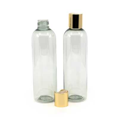 Clear Plastic Recycled Bottle, Golden Disc Top, 250 ml