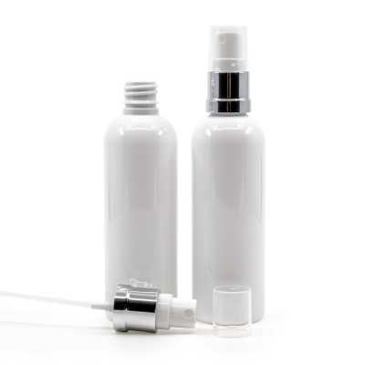 White Plastic Bottle, 24/410, Silver White Spray, 100 ml