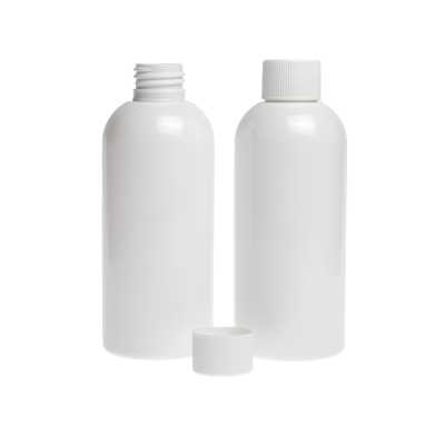 White Plastic Bottle, White Cap, 300 ml