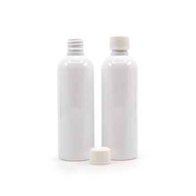 White Plastic Bottle, 24/410, White Safety Cap, 100 ml