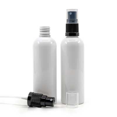 White Plastic Bottle, 24/410, Black Spray, 100 ml