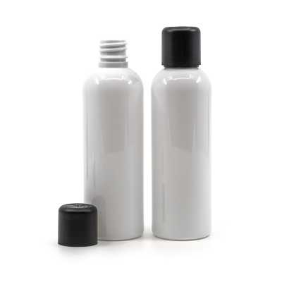 White Plastic Bottle, 24/410, Black Tamper Evident Safety Cap & Dropper 100 ml