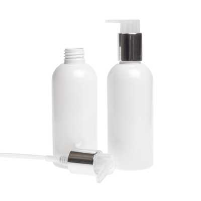 White Plastic Bottle, Silver Pump, 300 ml
