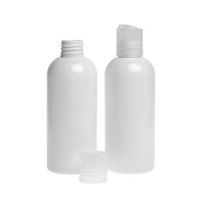 White Plastic Bottle, Transparent Disc Top, 300 ml
