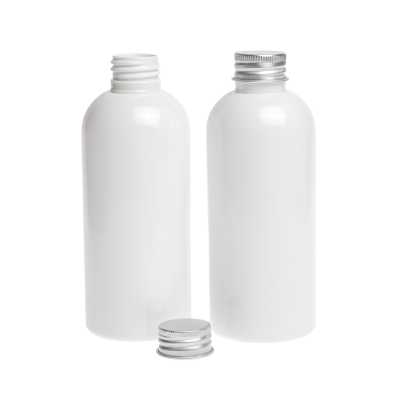 White Plastic Bottle, Silver Aluminium Cap, 300 ml