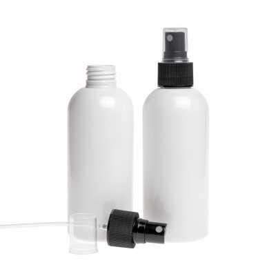 White Plastic Bottle, Black Spray, 300 ml