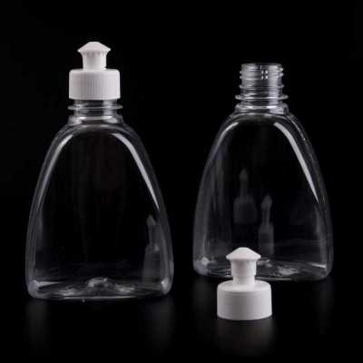 Clear Plastic Bottle, White Push Pull, 300 ml
