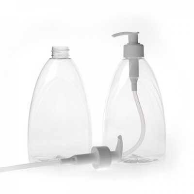 Clear Plastic Bottle, White Pump, 500 ml