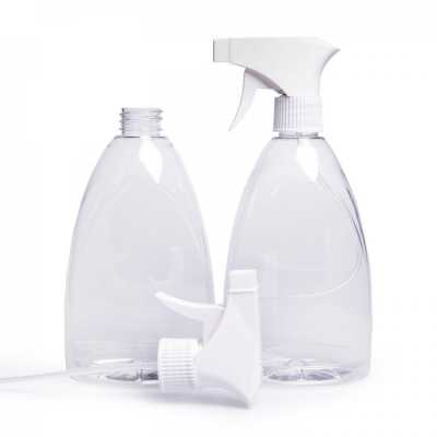 Clear Plastic Bottle, White Trigger Spray, 500 ml
