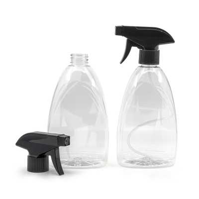 Clear Plastic Bottle, Black Trigger Spray, 500 ml