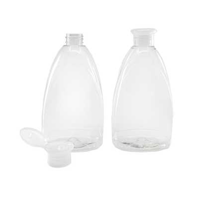 Clear Plastic Bottle, Clear Flip Top, 500 ml