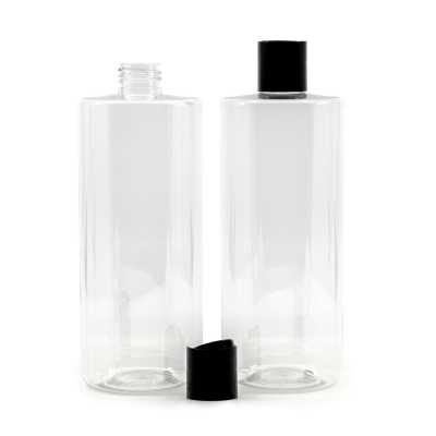 Clear Plastic Bottle 24/410, Black Disc Top, 500 ml
